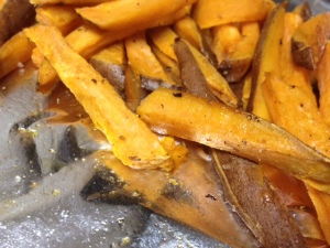 sweet potato fries finished closeup
