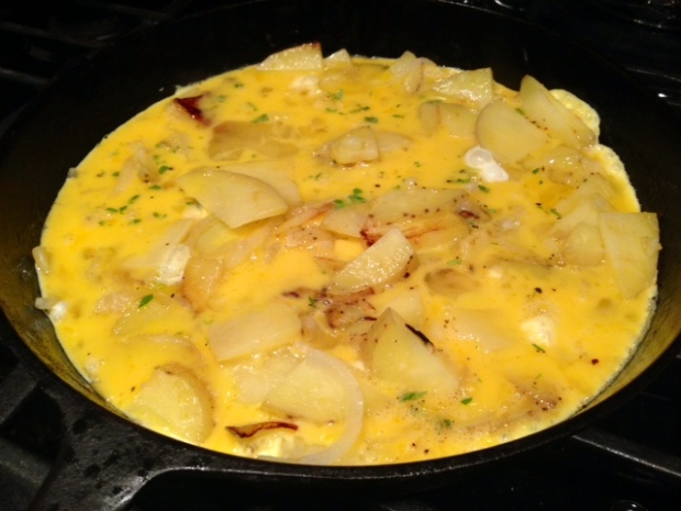 traditional spanish tortilla eggs cooking
