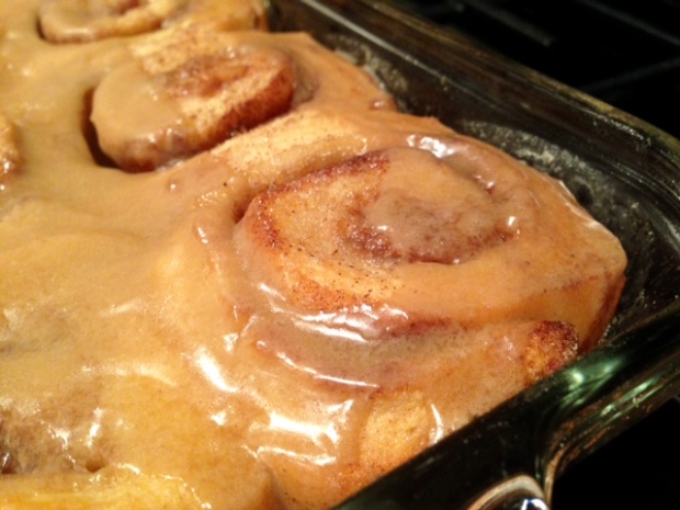 Cinnamon Rolls with Maple Frosting done