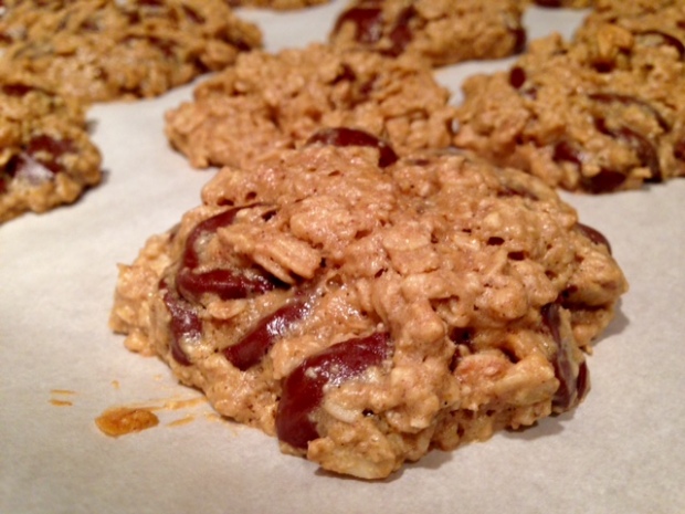 maple peanut butter oatmeal chocolate chip cookie baked