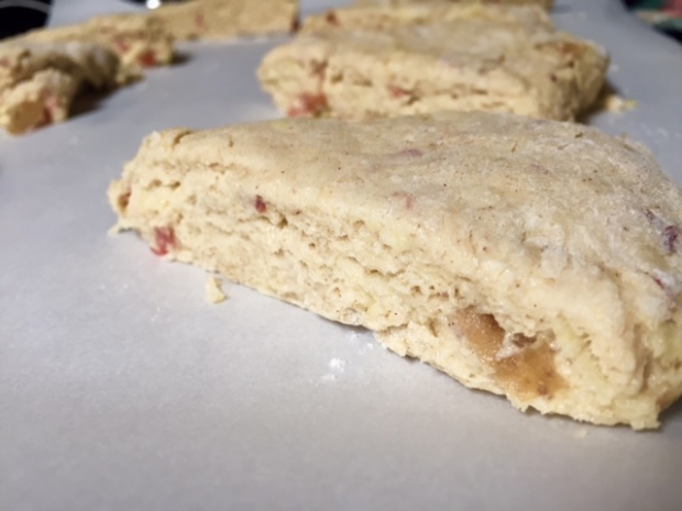 apple pie scones wedges ready to bake closeup