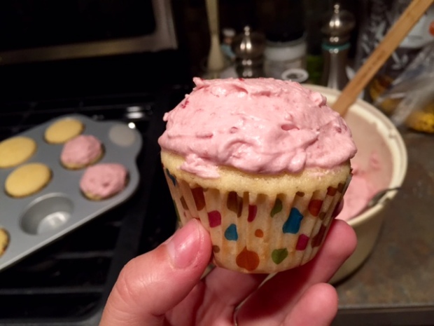 Lemon Cupcakes with Raspberry Frosting done