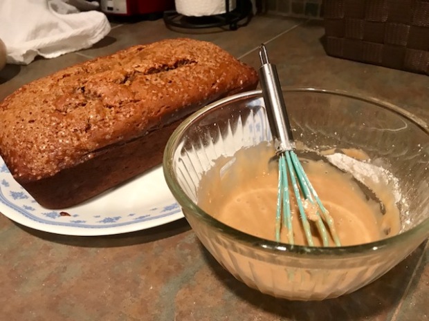 Banana bread with espresso glaze...easy and delicious dessert or breakfast, warm and not too sweet, easy banana bread recipe